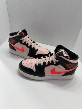 Jordan Pink Black Red Mid-Top Sneakers